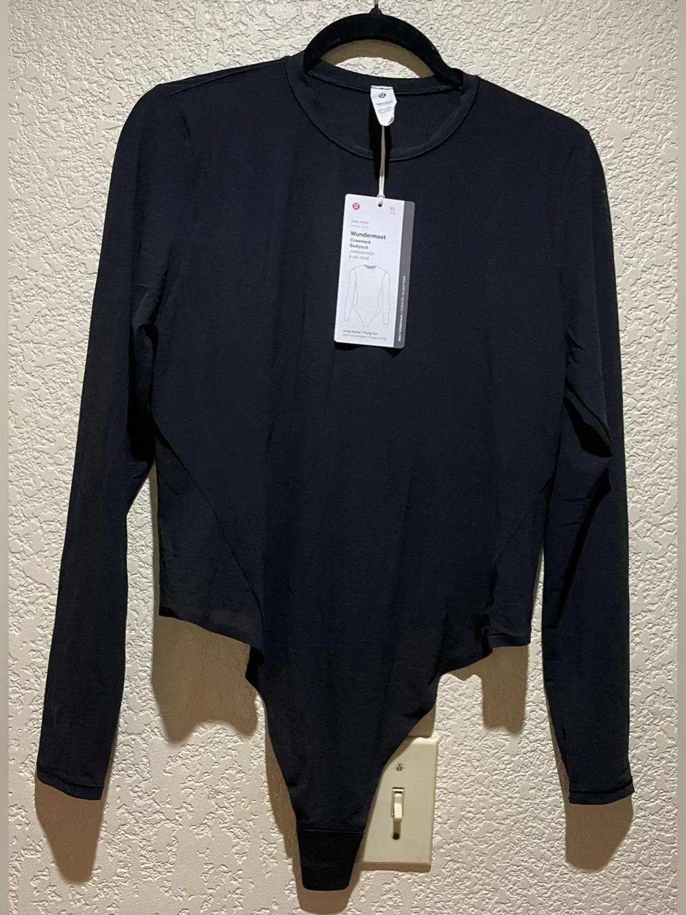 Lululemon NWT Nulu Mesh Long Sleeve Crewneck Bodysuit Black Size XL